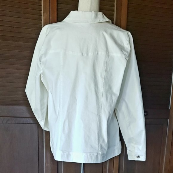 D&Co - Stretch Twill Jean Jacket with Bling Buttons - White - XL - EUC - Picture 4 of 13